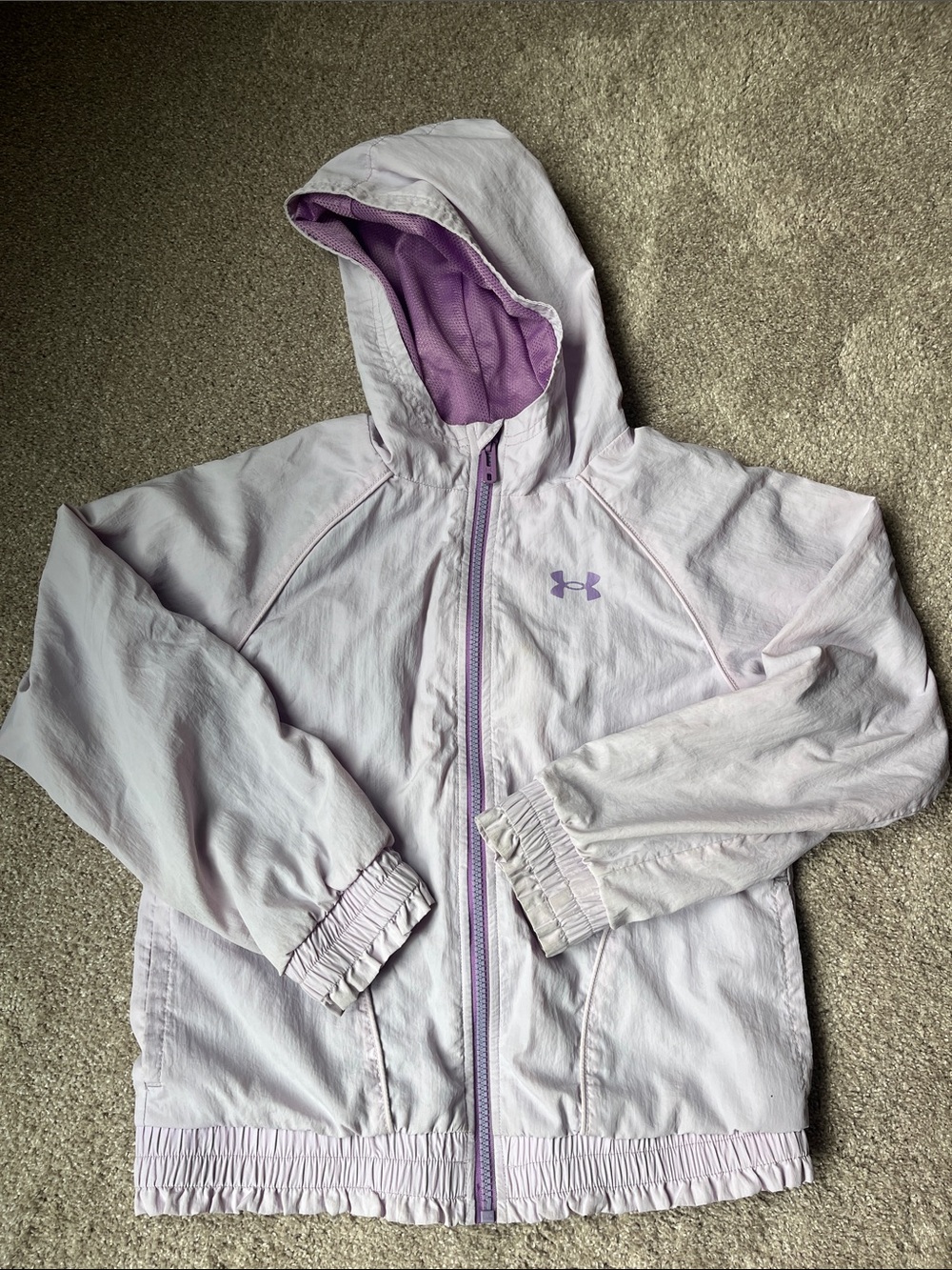 Under Armour Pale Purple Hooded Windbreaker with Lavender Accents